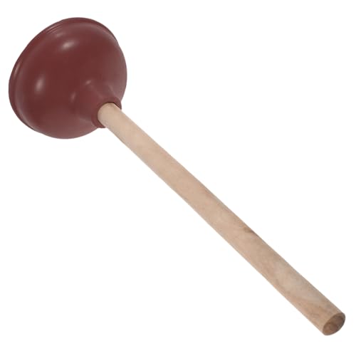 Warmhm Heavy Duty Toilettenpömpel mit Holzgriff Robuster Gummibecher Praktisches Badwerkzeug für Zuhause Einfacher Einsatz bei Verstopften Toiletten und Abflüssen Holzgriff von Warmhm