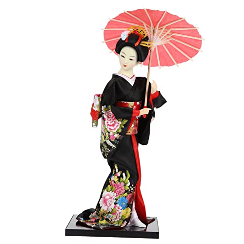 Warmhm Dekoration Geisha Sammlerpuppe Russische Puppen Tischplatte Japanische Geisha-Puppe Japanische Kimono-mädchenstatue Sosaku-Kokeshi-Puppe Wohnkultur Seide Wagen Armaturenbrett von Warmhm