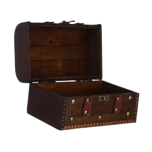 Warmhm Holz Schatztruhe Mit Deckel Aufbewahrungsbox Im Vintage-Stil Kleine Schatzkiste Für Schmuck Andenken Oder Sammlerstücke Organizer Für Heimdekoration Mit Schloss von Warmhm