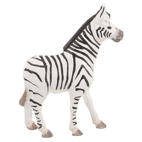 Warmhm Holz Zebra Figur Handgeschnitzt Stabile Holzornament Tierdekoration Kleine Desktop Deko Rustikal für Wohnzimmer Büro von Warmhm