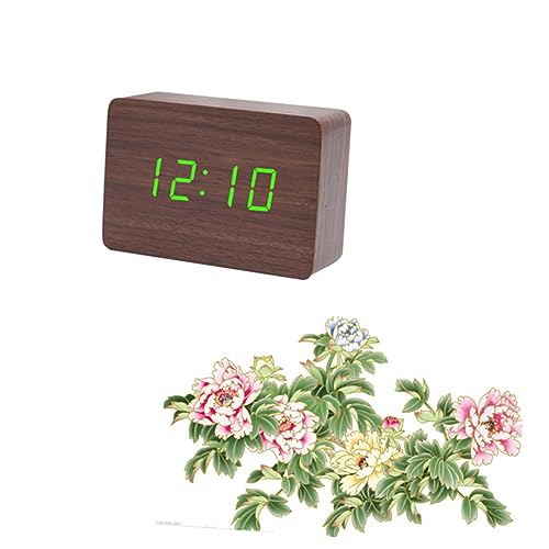 Warmhm Holzuhr Holz-Digitaluhr Schlafzimmer wecker LED-Uhr aus Holz Digitale Tischuhr Uhr mit Sprachsteuerung Europäisch und amerikanisch hölzerne Uhr Elektronische Uhr Bambus von Warmhm