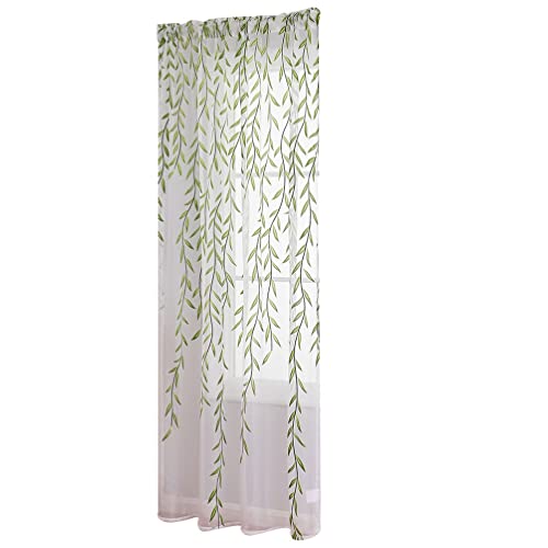 Warmhm Home Decor Home Decor Weidenblätter Vorhang Durchsichtige Weidenvorhänge Halbtransparente Durchsichtige Vorhangpaneele Fenster für (250 X 100 cm) Weiße Gardinen Weiße Gardinen von Warmhm