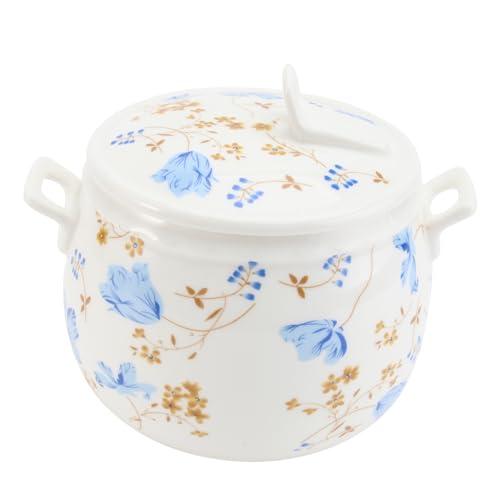 Warmhm Keramik Stewpot mit Deckel Orchideen Design Vergoldetes Muster Hitzebeständige Eintopfschale zum Kochen und Schmoren Küche Vielseitiger Keramischer Kochtopf von Warmhm