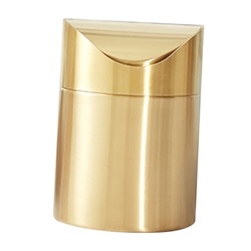 Warmhm Kleiner -mülleimer Mit Druckdeckel Eleganter Abfallbehälter Für Schreibtisch Büro Badezimmer Und Küche Kompakte Mini- Goldfarbe von Warmhm