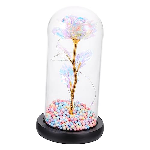 Warmhm Konservierte Geschenke Künstliche Rose Geführt Dekor Künstliche Blumensträuße Echtes Rosengeschenk Kuppelblumen Für Immer Ewige Rose Künstliche Rosen Gold Blatt Glas Strauß von Warmhm