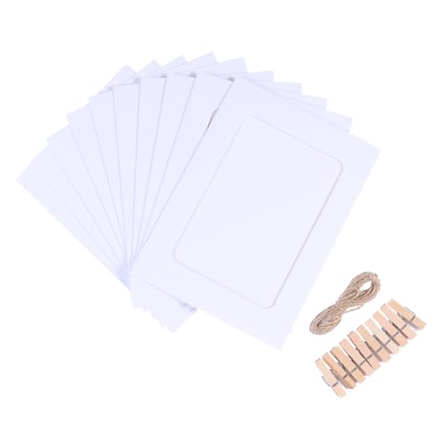 Warmhm Kreatives DIY-Bastelset 10-teiliger Papierrahmen 13x18 Für Fotos Inklusive Aufhängeschnur Und Clips Bilderrahmen Für Individuelle Heimdekoration Weiß 18 3 x 13 4 Cm von Warmhm