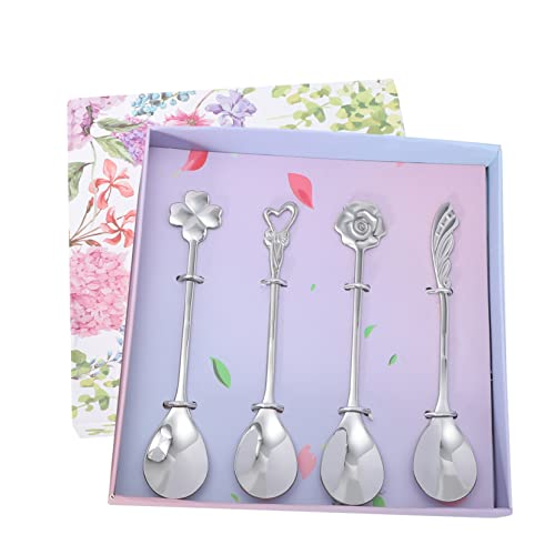 Warmhm Löffel Set Hochzeitsthema Hochglanzpolierte Dessert und Kaffeelöffel Teilig mit Glatten Kanten und Geschenkbox für Romantische Festtafeln und Vielseitigen Küchengebrauch von Warmhm