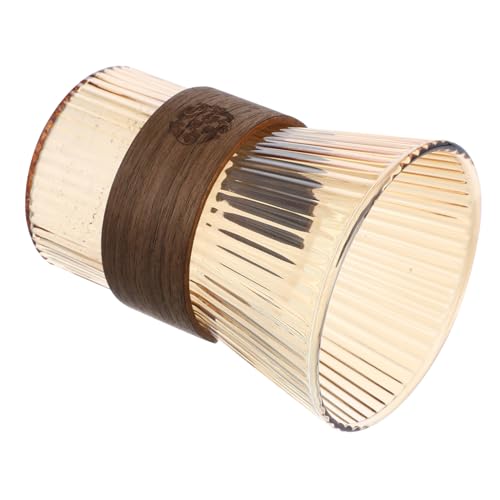 Warmhm Mundspülbecher aus Glas modern Becherbecher einfach runden Tasse mit Wiederverwendbare Zahnbürstenbecher Tasse für Badezimmer Behälter für Zahnbürsten Retro Zahnputzbecher Holz von Warmhm