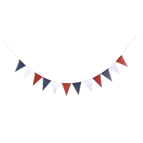 Warmhm Patriotische Wimpelkette Lang aus Langlebigem Leinen Rot Blau Weißes Fourth Of July Banner Wiederverwendbare Amerikanische Nationalfeiertags Dekoration für Wand Decke und Party von Warmhm