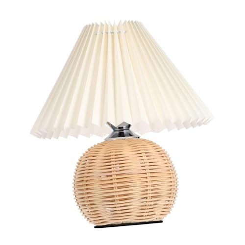 Warmhm -nachtlicht-tischlampe Mit Rattansockel Kompakte Schreibtischlampe Für Schlafzimmerambiente von Warmhm