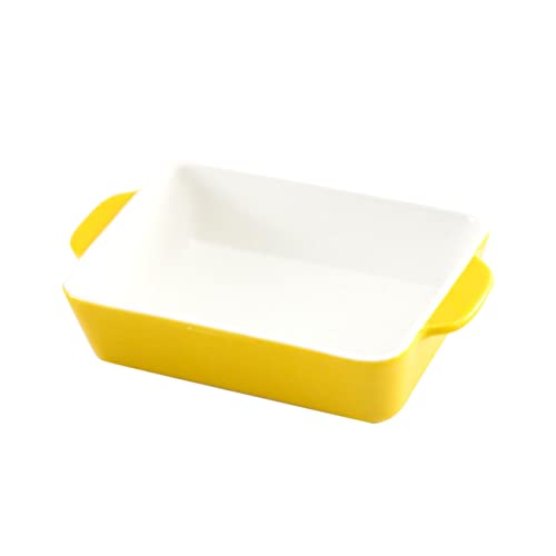 Warmhm Rechteckige Backform aus Gelb Hitzebeständig für Mikrowelle und Backofen Perfektes Zubehör für Kreative Backprojekte von Warmhm