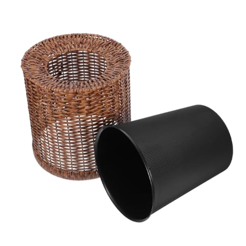 Warmhm Retro Geflochtener Müllkorb Großer Runder Abfalleimer ohne Deckel Robuster Eleganter Müllbehälter für Schlafzimmer Büro und Wohnzimmer Natürliche Vintage Landhausstil von Warmhm