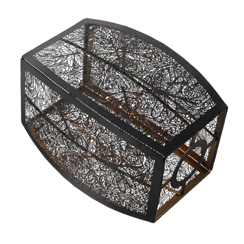 Warmhm Robuster Metall Lampenschirm aus Kunstvollem Stahl Hohl Gestaltet für Effektive Lichtstreuung Dekorativer Ersatzschirm für Tisch Pendelleuchten für Wohn Esszimmer Schwarz von Warmhm