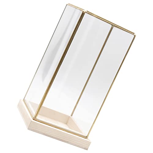 Warmhm Sammlerstücke Glasdisplay Box mit Kupferrahmen und Holzbasis Langlebig Transparent für Buddha Dekorationen und Präsentationen im Wohn und Arbeitsbereich von Warmhm