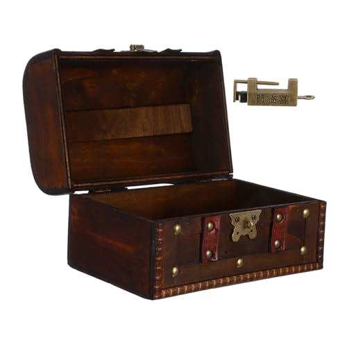 Warmhm Schatztruhe Aus Holz Mit Schloss Dekorative Kiste Im Vintage-Stil Kleine Schatzkiste Für Andenken Handliche Aufbewahrungsbox Für Schmuck Und Gegenstände Warmhm Schatztruhe Aus Holz Mit Schloss Dekorative Kiste Im Vintage-Stil Kleine Schatzkiste Für Andenken Handliche Aufbewahrungsbox Für Schmuck Und Gegenstände von Warmhm