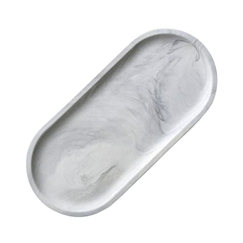 Warmhm Schminktablett aus Keramik Servierschale Servierplatten Servierteller Dekoratives Serviertablett Tabletts Geschirrschale aus Keramik Ovaler Dessertteller Light Grey von Warmhm