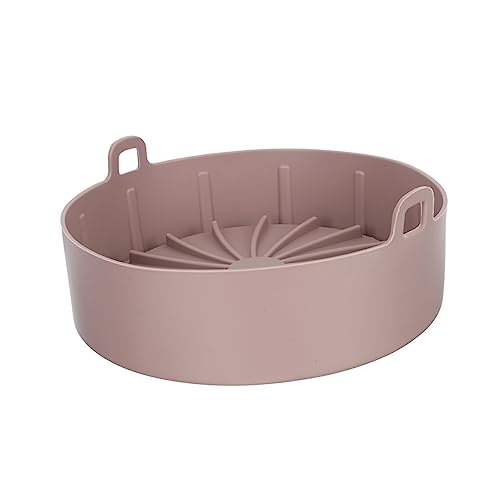 Warmhm Silikon Backform für Heißluftfritteuse Multifunktionale Runde Silikonform Hitzebeständig mit Zwei Griffen für Air Fryer Ofen und Dampfgarer Wiederverwendbar Braun von Warmhm