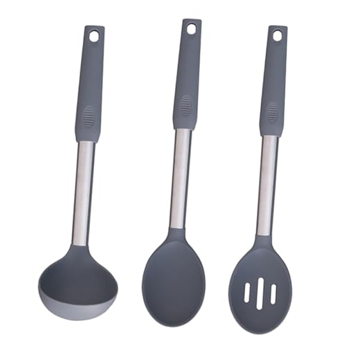 Warmhm Silikon Küchenutensilien Antihaftbeschichtet Hitzebeständig mit Suppenkelle Servierlöffel und Schaumlöffel Ergonomischer Griff für Kratzfeste Pfannen und Müheloses Kochen von Warmhm