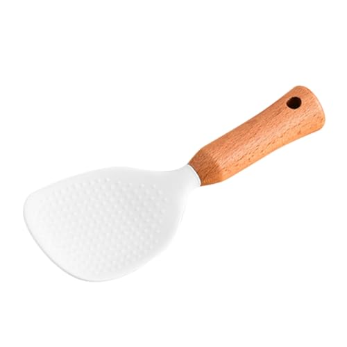 Warmhm Silikon Reislöffel mit Standfunktion Hitzebeständig Antihaftbeschichtet Ergonomischer Griff Kompakter Haushalts Reislöffel für Reisportionierung Spülmaschinenfest Küchenutensil von Warmhm