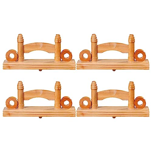Warmhm 4 Stücke Chinesischer Fächerständer aus Holz, Handfächer Ausstellungsstand, Japanischer Fächerständer Faltbarer Fächer Dispaly Halterung, 14x7x4 cm von Warmhm