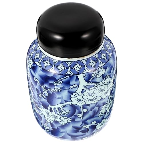 Warmhm Teedose Aus Keramik Behälter Mit Deckel Blaue Und Weiße Porzellandose Porzellanvase Lose Teedose Ingwergläser Für Wohnkultur Blaue Und Weiße Vase Tempelkrug Teeglas Klein Keksdose von Warmhm