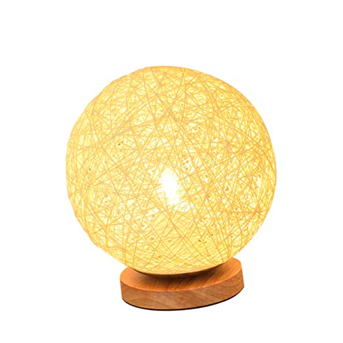 Warmhm Tischleuchte aus Rattan Bindfäden aus Rattan Kugelleuchten aus Rattan Schnur tischlampe Dekor LED Lichter Kugellichter Hanfkugel Kugellampe aus Rattan Kugel Licht schmücken Hölzern von Warmhm