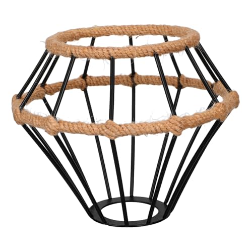 Warmhm Vintage Handgefertigter Eisenlampenschirm mit Handgewebtem Papierseil Weichem Lichteffekt Rustikalem Landhausstil für Tisch- Decken Hängelampen Schwarz Passform von Warmhm