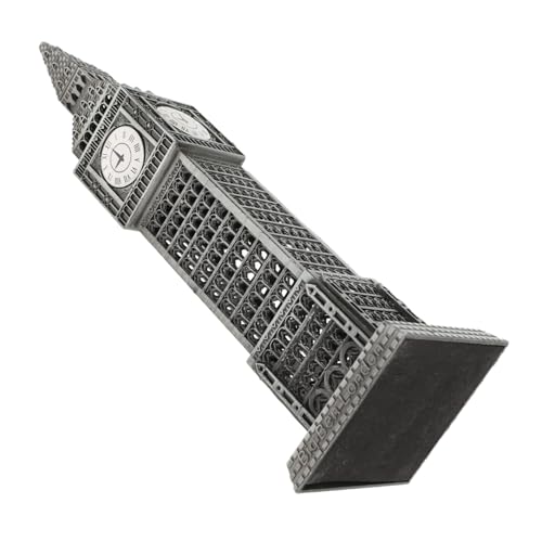 Warmhm Vintage London Tischuhr Turm Silber Detailgetreues Britisches Reise-Souvenir Modell Metall Uhr mit Feiner Handwerkskunst für Büro und Wohnzimmer Dekoration von Warmhm