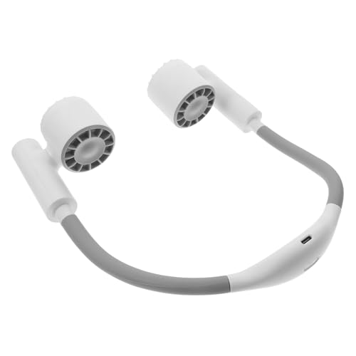 Warmhm Wiederaufladbarer Nackenventilator mit Doppelter Turbine Verstellbar Leise Tragbarer Mini für Outdoor Camping und Schreibtischgebrauch von Warmhm
