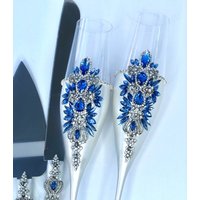 Hellblaue Hochzeits-Flöten Hochzeits-Gläser Blaue Hochzeit Winter-Hochzeits-Gläser Personalisierte Champagner-Flöten Braut-Bräutigam-Gläser von WarmhomeGifts