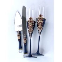 Nevy Burgundy Hochzeit Gläser Tortenhalter Set Personalisiert Navy Blau Einheitskerze Winter Braut Bräutigam Glas von WarmhomeGifts