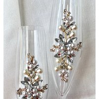 Perle Hochzeit Perlengläser Sektgläser Rustikale Hochzeitsgläser Klare Braut Und Bräutigam Blumenglas von WarmhomeGifts