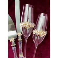 Perle Hochzeit Perlengläser Sektgläser Rustikale Hochzeitsgläser Klare Braut Und Bräutigam Blumenglas von WarmhomeGifts