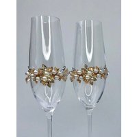 Perlen Hochzeit Gläser Champagner Flöten Rustikale Klare Braut Und Bräutigam Blumenglas von WarmhomeGifts