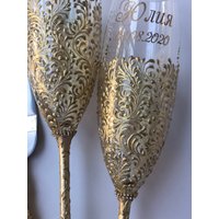 Personalisierte Hochzeit Flöten Sand Kuchen Server Messer Gold Gläser Set Champagner Braut Bräutigam von WarmhomeGifts