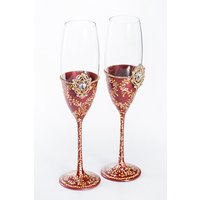 Personalisierte Valentinstag Geschenk Champagner Flöten Rote Hochzeit Braut Bräutigam Gläser Jubiläum Mit Gravur Handmalerei Personalisierte Valentinstag Geschenk Champagner Flöten Rote Hochzeit Braut Bräutigam Gläser Jubiläum Mit Gravur Handmalerei von WarmhomeGifts