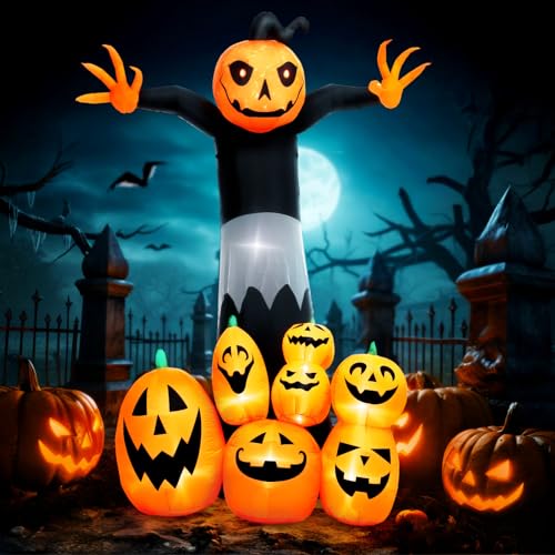 Warmiehomy Aufblasbare Halloween-Dekorationen, riesiger Kürbis-Geist mit Lichtern, aufblasbarer Hof, Halloween-Dekorationen für den Innen- und Außenbereich, Garten, Rasen, Einkaufszentrum, aufblasbare Warmiehomy Aufblasbare Halloween-Dekorationen, riesiger Kürbis-Geist mit Lichtern, aufblasbarer Hof, Halloween-Dekorationen für den Innen- und Außenbereich, Garten, Rasen, Einkaufszentrum, aufblasbare von Warmiehomy
