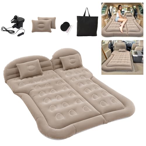 Warmiehomy Auto-Luftmatratze für universelles SUV, Camping, aufblasbares Bett mit elektrischer Pumpe, PVC-Beflockung, faltbares Luftbett mit Tragetasche, verstellbare Schlafmatratze für Zuhause von Warmiehomy