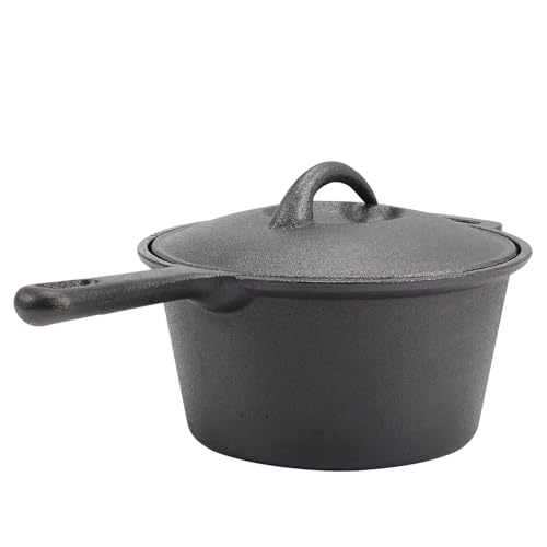 Warmiehomy Dutch Oven Stielkasserolle aus Gusseisen, 2 l, antihaftbeschichtet, vorgebrannter Dutch Oven Topf mit Deckel und langem Griff, kleine Auflaufform, Kochgeschirr, Topf für Camping, Kochen, Warmiehomy Dutch Oven Stielkasserolle aus Gusseisen, 2 l, antihaftbeschichtet, vorgebrannter Dutch Oven Topf mit Deckel und langem Griff, kleine Auflaufform, Kochgeschirr, Topf für Camping, Kochen, von Warmiehomy
