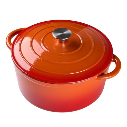 Warmiehomy Emaillierter Gusseisentopf mit Deckel, Orange, 6 l, antihaftbeschichtet, tiefer Schmortopf, ofenfest, Kasserolle, Kochen, Suppentopf für Induktion und ofenfest, 28 cm Warmiehomy Emaillierter Gusseisentopf mit Deckel, Orange, 6 l, antihaftbeschichtet, tiefer Schmortopf, ofenfest, Kasserolle, Kochen, Suppentopf für Induktion und ofenfest, 28 cm von Warmiehomy
