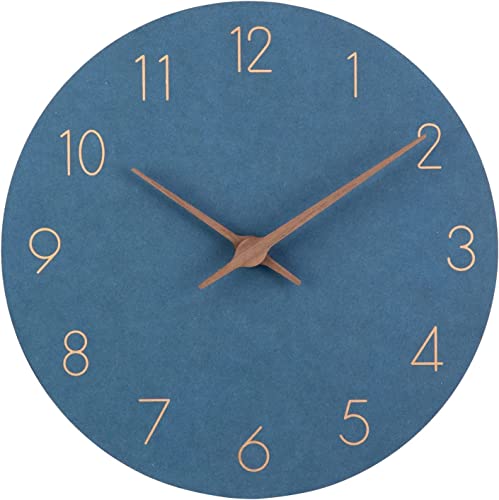 Wanduhr Retro 30,5 cm batteriebetrieben Modern Rund Blau Vintage Slient Nicht tickende Kleine Moderne Holzuhren für Schlafzimmer Küche Wohnzimmer Büro Wohnkultur von Warminn