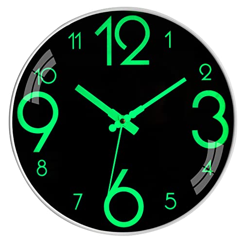 Wanduhr Wanduhren Ohne Tickgeräusche Modern Lautlos Küchenuhren Die Wanduhren Glow In The Dark Wanduhr (Schwarz) von Warminn