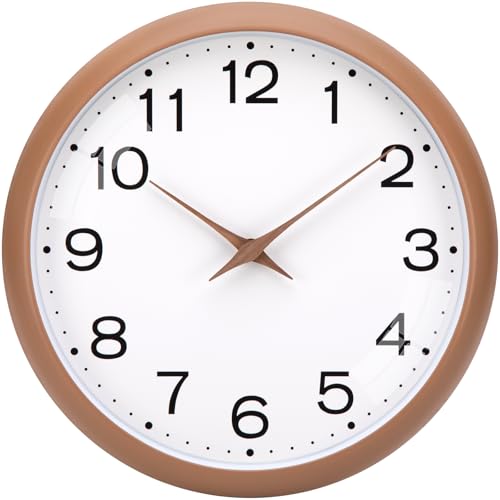 Warminn Lautlos Wanduhr Ohne TickgeräUsche Modern 30cm Quarz Groß Batterie Betriebene Wanduhr Einfach zu Lesen für Zimmer Zuhause KüChe Schlafzimmer Büro Schule (Weiß + Dunkler Holzähnlicher Rahmen) von Warminn