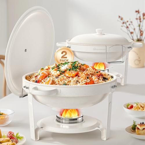 WARMOUNTS DBS-R-19 Chafing Dishes, Edelstahl, Weiss/opulenter Garten von Warmounts