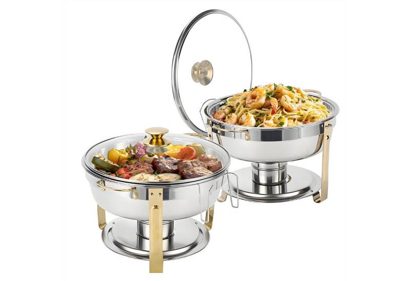 Warmounts Speisenwärmer, (2-tlg), Chafing Dish Speisenwärmer Set, rund, Edelstahl, Buffet Warmhalte-Set von Warmounts
