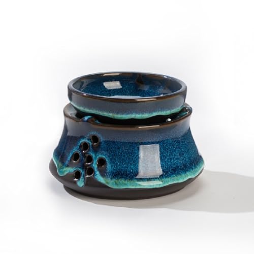 Warmself Aromalampe Teelichthalter aus Keramik Duftlampe aus Keramik Wachsschmelzbrenner Blauer Ofen von Warmself