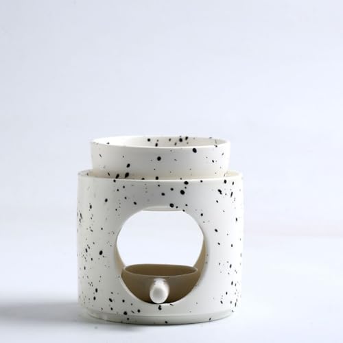 Warmself Aromalampe Teelichthalter aus Keramik Duftlampe aus Keramik Wachsschmelzbrenner Schwarze Punkte von Warmself