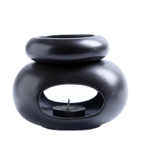 Warmself Aromalampe Teelichthalter aus Keramik Duftlampe aus Keramik Wachsschmelzbrenner Schwarzer Kieselstein Warmself Aromalampe Teelichthalter aus Keramik Duftlampe aus Keramik Wachsschmelzbrenner Schwarzer Kieselstein von Warmself
