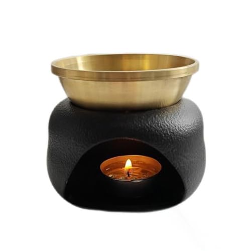 Warmself Aromalampe Teelichthalter aus Keramik Duftlampe aus Keramik Wachsschmelzbrenner Split Kupferplatten können trocken verbrannt Werden Schwarzes Gold von Warmself