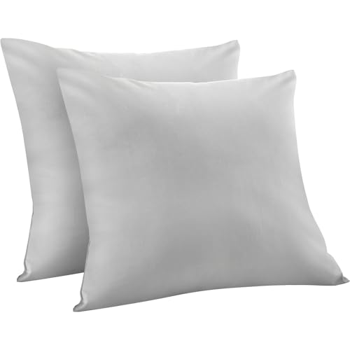 Warmstar Kissenbezug 40x40 Baumwoll Hellgrau 2er Set,100% langstapeligeer Baumwolle kissenbezüge 600er Fadenzahl Satinbindung Ultra weich atmungsaktiver Umschlag Kissenbezug für Kissen 40x40cm von Warmstar